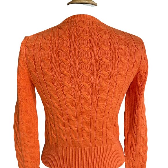 Polo Ralph Lauren Cable Knit Button Cardigan Orange Heritage Preppy Old Money-S - Picture 9 of 10